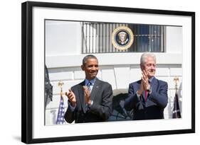 President Barack Obama and Former Pres. Bill Clinton on the 20th Anniversary of the Americorps-null-Framed Photo