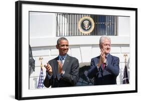 President Barack Obama and Former Pres. Bill Clinton on the 20th Anniversary of the Americorps-null-Framed Photo