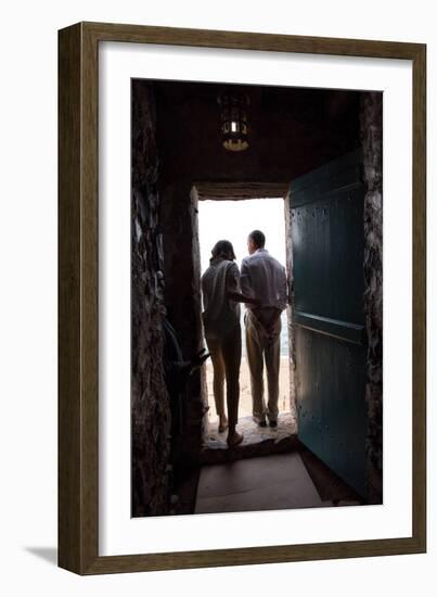 President Barack Obama and Michelle at the 'Door of No Return'-null-Framed Photo