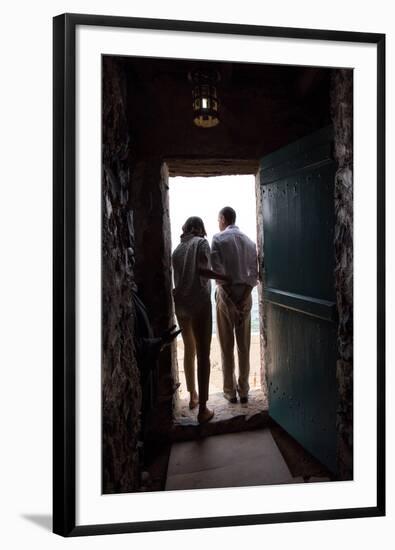 President Barack Obama and Michelle at the 'Door of No Return'-null-Framed Photo