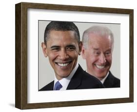 President Barack Obama and Vice President Joe Biden in the East Room of the White House-null-Framed Photographic Print