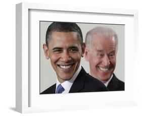 President Barack Obama and Vice President Joe Biden in the East Room of the White House-null-Framed Photographic Print