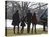 President Barack Obama anf Family Walk on the South Lawn of the White House in Washington-null-Stretched Canvas