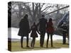 President Barack Obama anf Family Walk on the South Lawn of the White House in Washington-null-Stretched Canvas