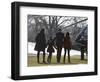 President Barack Obama anf Family Walk on the South Lawn of the White House in Washington-null-Framed Photographic Print