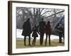 President Barack Obama anf Family Walk on the South Lawn of the White House in Washington-null-Framed Photographic Print