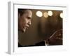 President Barack Obama Answers a Question During His First Prime Time Televised News Conference-null-Framed Photographic Print