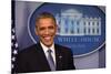 President Barack Obama at a News Conference, Brady Press Briefing Room-Dennis Brack-Mounted Photographic Print