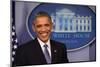 President Barack Obama at a News Conference, Brady Press Briefing Room-Dennis Brack-Mounted Premium Photographic Print