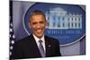 President Barack Obama at a News Conference, Brady Press Briefing Room-Dennis Brack-Mounted Photographic Print