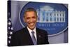 President Barack Obama at a News Conference, Brady Press Briefing Room-Dennis Brack-Stretched Canvas