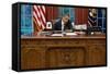 President Barack Obama at His Oval Office Desk, Sept. 7, 2011-null-Framed Stretched Canvas