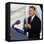 President Barack Obama Delivering His Inaugural Address, Washington DC, January 20, 2009-null-Framed Stretched Canvas