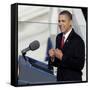 President Barack Obama Delivering His Inaugural Address, Washington DC, January 20, 2009-null-Framed Stretched Canvas