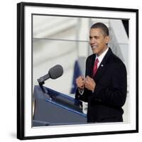 President Barack Obama Delivering His Inaugural Address, Washington DC, January 20, 2009-null-Framed Photographic Print