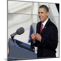 President Barack Obama Delivering His Inaugural Address, Washington DC, January 20, 2009-null-Mounted Photographic Print