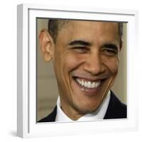 President Barack Obama During the Signing Ceremony for the Health Care Bill-null-Framed Photographic Print