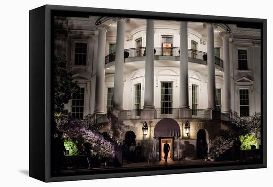 President Barack Obama Enters the South Portico of the White House at Night on March 30, 2012-null-Framed Stretched Canvas