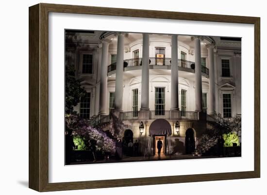 President Barack Obama Enters the South Portico of the White House at Night on March 30, 2012-null-Framed Premium Photographic Print
