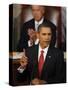 President Barack Obama Gestures While Delivering Speech on Healthcare to Joint Session of Congress-null-Stretched Canvas