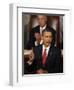 President Barack Obama Gestures While Delivering Speech on Healthcare to Joint Session of Congress-null-Framed Photographic Print