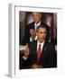 President Barack Obama Gestures While Delivering Speech on Healthcare to Joint Session of Congress-null-Framed Photographic Print