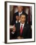 President Barack Obama Gestures While Delivering Speech on Healthcare to Joint Session of Congress-null-Framed Photographic Print