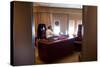 President Barack Obama Holds a Conference Call with Advisors from His Office Aboard Air Force One-null-Stretched Canvas