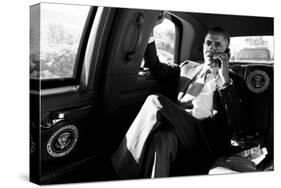 President Barack Obama in a Conference Call with Advisors to Discuss the Aurora, Colorado Shootings-null-Stretched Canvas