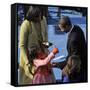 President Barack Obama is Congratulated by his Daughter after Taking the Oath of Office, Washington-null-Framed Stretched Canvas