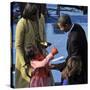 President Barack Obama is Congratulated by his Daughter after Taking the Oath of Office, Washington-null-Stretched Canvas