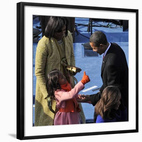 President Barack Obama is Congratulated by his Daughter after Taking the Oath of Office, Washington-null-Framed Photographic Print