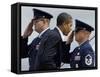 President Barack Obama is Saluted as He Boards Air Force One at Andrews Air Force Base-null-Framed Stretched Canvas