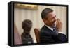 President Barack Obama Laughs During a Meeting in the Oval Office, Jan. 24, 2011-null-Framed Stretched Canvas