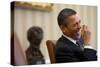 President Barack Obama Laughs During a Meeting in the Oval Office, Jan. 24, 2011-null-Stretched Canvas