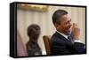 President Barack Obama Laughs During a Meeting in the Oval Office, Jan. 24, 2011-null-Framed Stretched Canvas