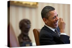 President Barack Obama Laughs During a Meeting in the Oval Office, Jan. 24, 2011-null-Stretched Canvas