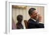 President Barack Obama Laughs During a Meeting in the Oval Office, Jan. 24, 2011-null-Framed Photo