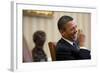 President Barack Obama Laughs During a Meeting in the Oval Office, Jan. 24, 2011-null-Framed Photo