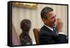 President Barack Obama Laughs During a Meeting in the Oval Office, Jan. 24, 2011-null-Framed Stretched Canvas