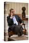 President Barack Obama Listens During to Advisors in the Oval Office-null-Stretched Canvas