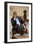 President Barack Obama Listens During to Advisors in the Oval Office-null-Framed Photo