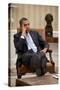 President Barack Obama Listens During to Advisors in the Oval Office-null-Stretched Canvas