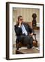 President Barack Obama Listens During to Advisors in the Oval Office-null-Framed Photo