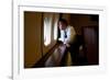 President Barack Obama Looks Out at the Australian Landscape from Air Force One, Nov. 17, 2011-null-Framed Photo