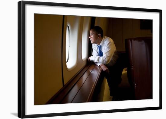 President Barack Obama Looks Out at the Australian Landscape from Air Force One, Nov. 17, 2011-null-Framed Photo