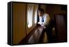 President Barack Obama Looks Out at the Australian Landscape from Air Force One, Nov. 17, 2011-null-Framed Stretched Canvas