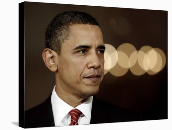 President Barack Obama Makes a Statement to the Nation, in the East Room of the White House-null-Stretched Canvas