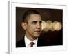 President Barack Obama Makes a Statement to the Nation, in the East Room of the White House-null-Framed Photographic Print