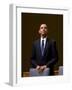 President Barack Obama Pauses During the Opening Ceremony of the Summit of the Americas-null-Framed Photographic Print